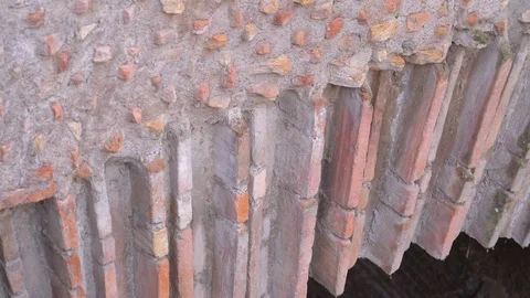 The brick wall of one of the ruins in Rome Italy Stock Footage 88191735