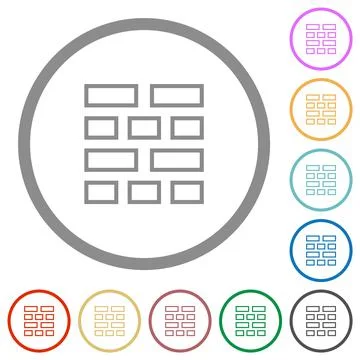 Brick wall outline flat icons with outlines Illustrazione stock