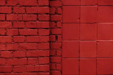 Brick wall painted red Stock Photos