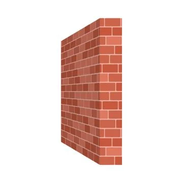 Brick wall perspective isolated on white background. Vector illustration Illustrazione stock