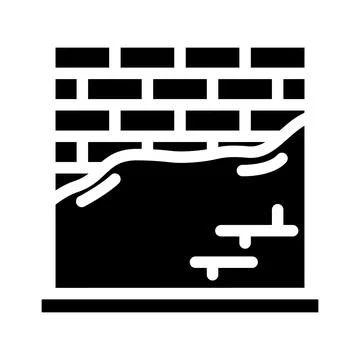 Brick wall plastering construction and renovation process icon Stock Illustration