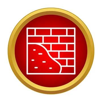 Brick wall with plastering repair process icon 스톡 일러스트