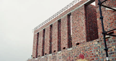 Brick wall, property and real estate for construction site, development project Stock Footage 336792274