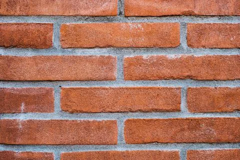Brick wall with red brick, brick background. Stock Photos