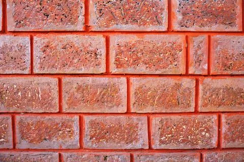 Brick wall with red brick, red brick background. Stock Photos