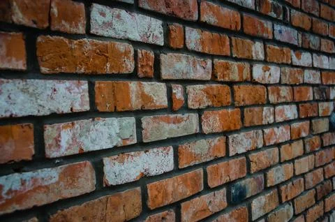Brick wall with red brick, red brick background. Stock Photos