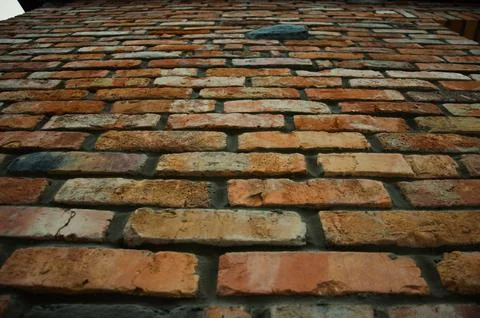 Brick wall with red brick, red brick background. Stock Photos