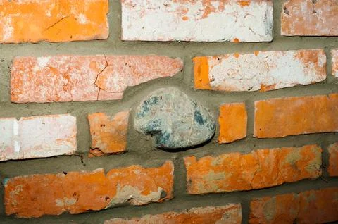 Brick wall with red brick, red brick background. Stock Photos