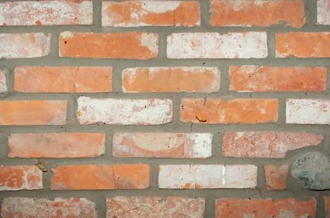 Brick wall with red brick, red brick background. Stock Photos