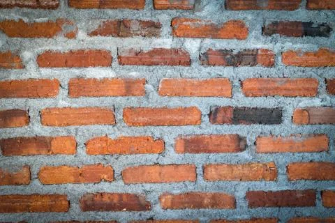 Brick wall of red color texture background Stock Photos
