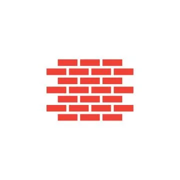 Brick Wall Red Icon On White Background. Red Flat Style Vector Illustration. Stock Illustration