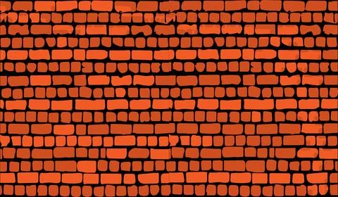 Brick wall, red relief texture with shadow Stock Illustration