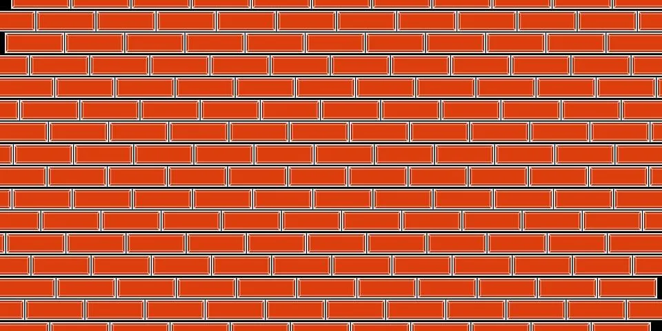 Brick wall, red relief texture with shadow Stock Illustration