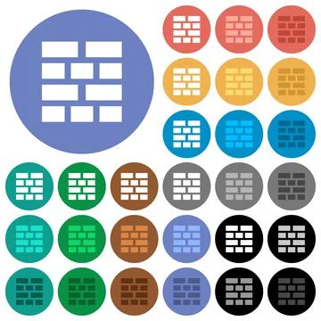 Brick wall round flat multi colored icons Ilustración de archivo
