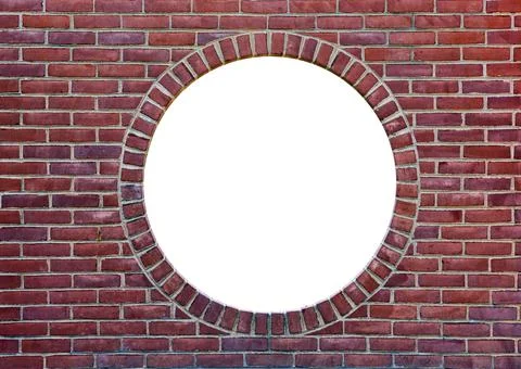 Brick wall with round window opening Stock Photos