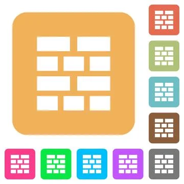 Brick wall rounded square flat icons Stock Illustration