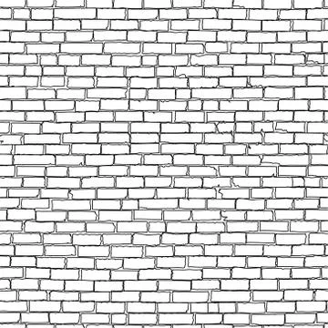 Brick wall seamless pattern, line art. Illustrazione stock