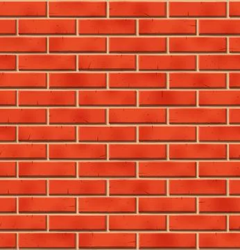 Brick wall seamless pattern with scratched tiled red stones Stock Illustration