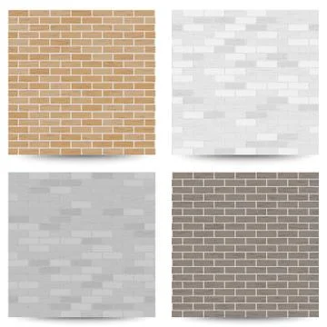 Brick Wall Seamless Pattern Set. Vector Illustration. Gray, White, Orange Color Stock Illustration