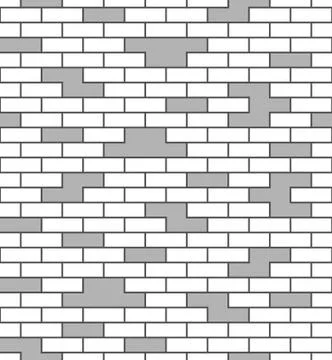 Brick wall seamless pattern White and gray surface 스톡 일러스트
