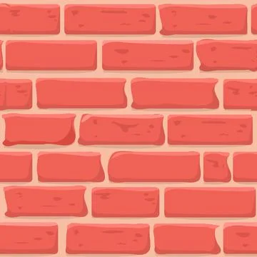 Brick wall Seamless texture. Continuous loop background. Cartoon style flat and Stock Illustration