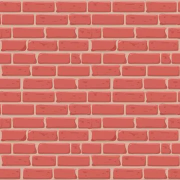 Brick wall Seamless texture. Continuous loop background. Cartoon style flat and Stock Illustration