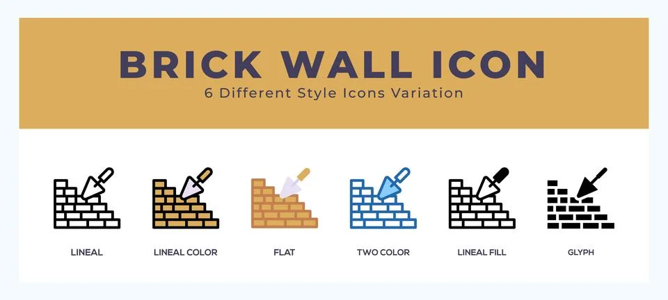 Brick wall set of simple icons great for web. app. presentation and more. Stock Illustration
