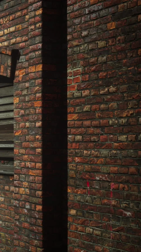 Brick wall with shadows in an urban setting during daylight hours Stock Footage 346757679