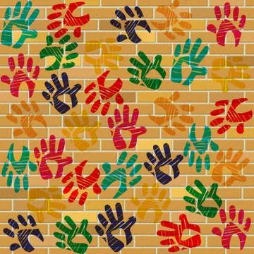 Brick wall showing brickwall abstract and watercolor Stock Illustration