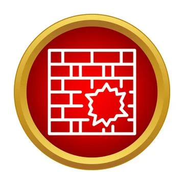 Brick wall showing explosion hole or damage icon Stock Illustration