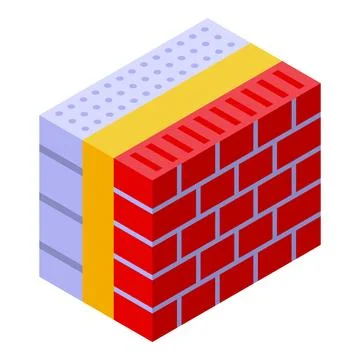 Brick wall showing insulation and plastering layers Stock Illustration