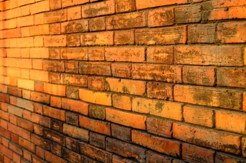 Brick Wall Side Angle Orange Red Brick Stock Photos