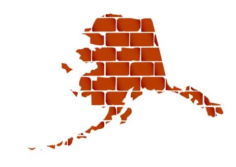 Brick Wall With The Silhouette Of Alaska 스톡 일러스트