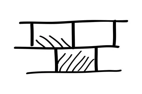 Brick wall, simple vector hand draw sketch Stock Illustration