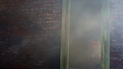 Brick wall in smoke Stock Footage 74448292