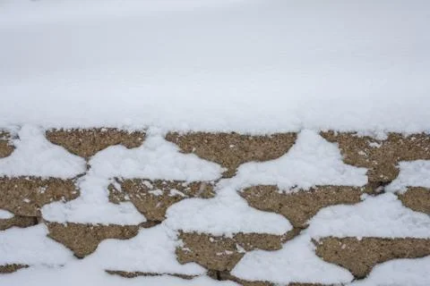 Brick wall with snow Stock Photos