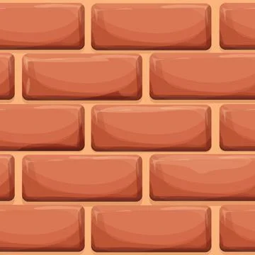 Brick wall, stone bricks, rock surface in cartoon style, seamless background. Ui Stock Illustration