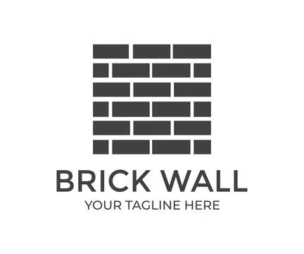 Brick wall, Stone texture, brick background texture logo design. Stock Illustration