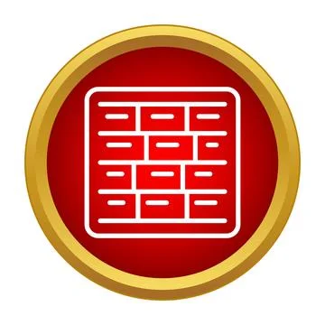 Brick wall symbol in a red and gold circle Stock Illustration