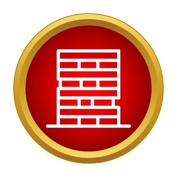 Brick wall symbol in a red circle with a gold border Stock Illustration