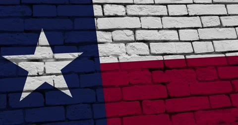 A brick wall with the texas state flag of the United States of America Video stock 337432293
