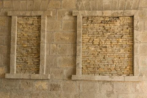 Brick wall texture background at close range Stock Photos