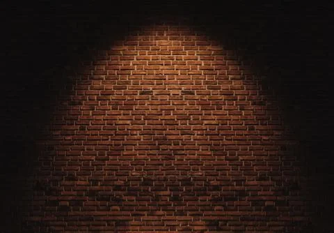 Brick wall texture backgrounds, with light spot on center Stock Photos