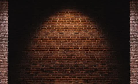 Brick wall texture backgrounds, with light spot on center Stock Photos