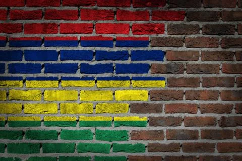 Brick wall texture with flag Stock Photos