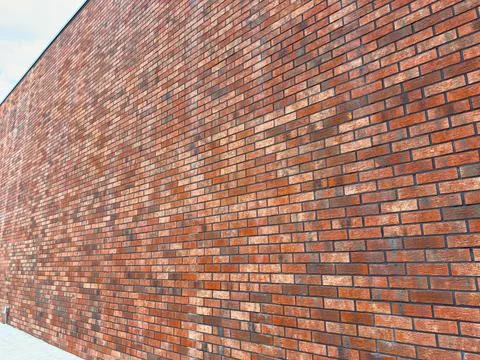Brick wall texture with mixed shades of red and brown in an outdoor setting.. Stock Photos