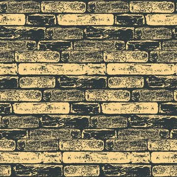 Brick wall texture seamless pattern, dark yellow for design eps 10 Illustrazione stock