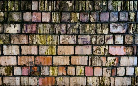 Brick wall texture with traces of mold and erosion Stock Photos