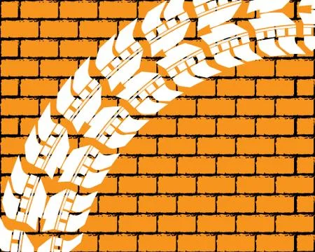 Brick wall with tire design Stock Illustration