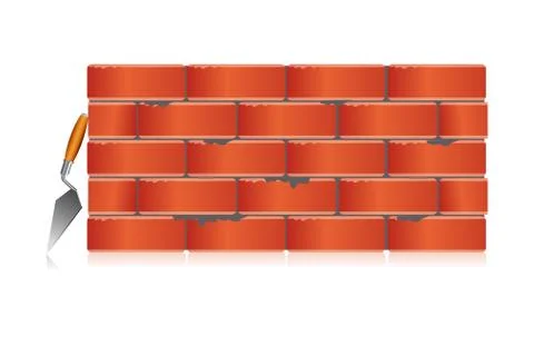 Brick wall with tool Stock Illustration